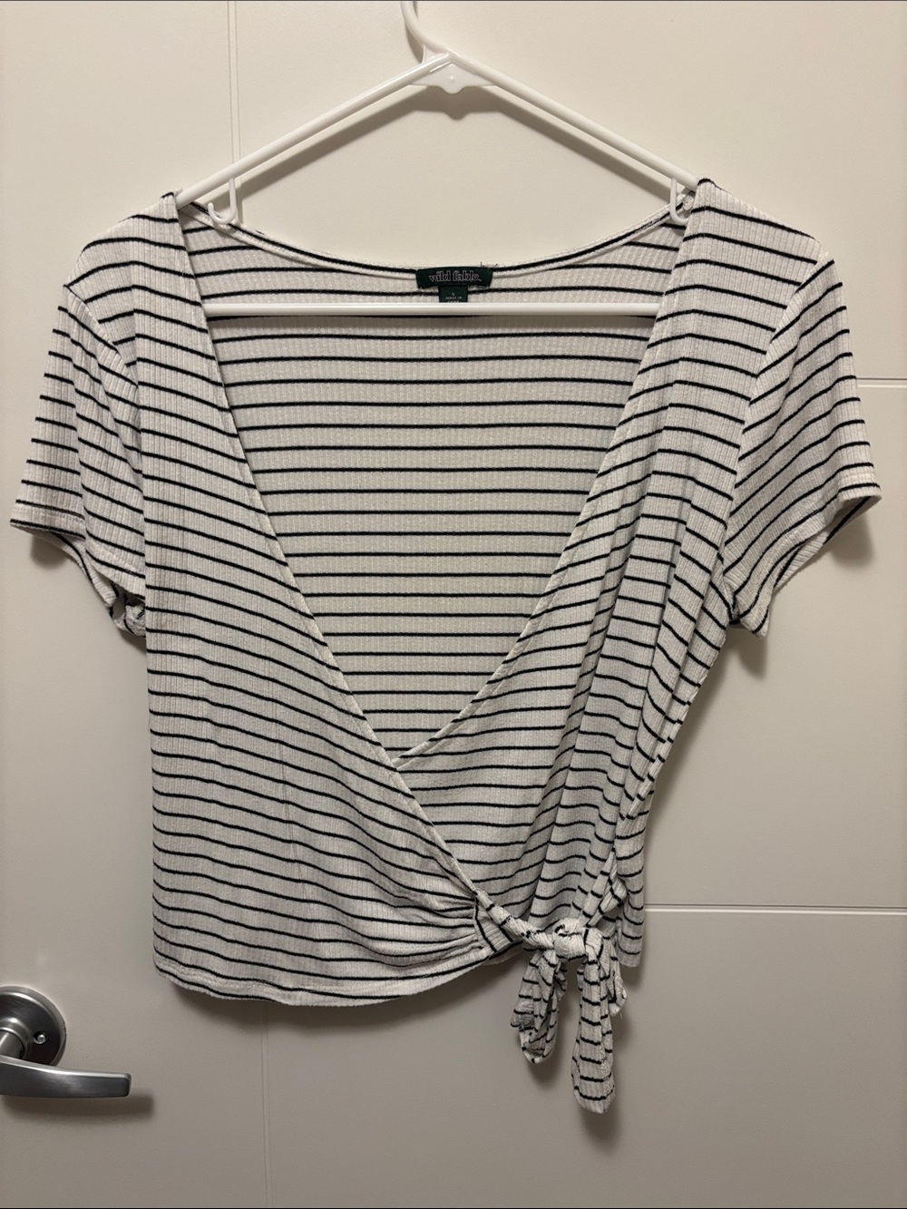wild fable Black & White Striped Wrap Crop Top